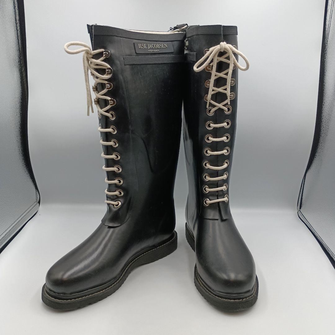 ILSE JACOBSEN レインブーツ レースアップ ブラック ２４cm スタッフ着用レビュー】ILSE JACOBSEN ラバーブーツ（ロング）サイズ36