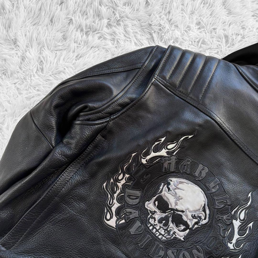 ハーレーダビッドソン レザージャケット スカル L メッシュ レザー