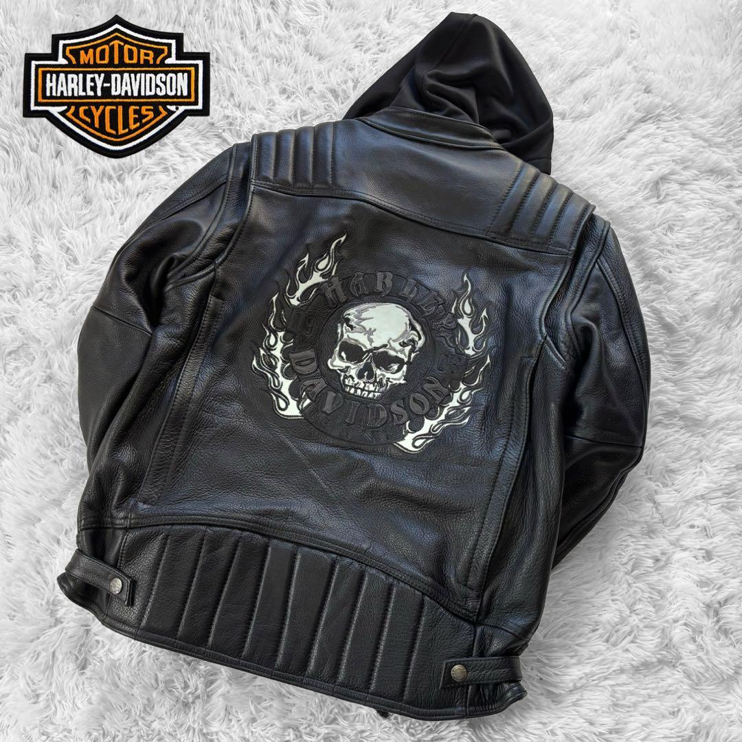 ハーレーダビッドソン レザージャケット スカル L メッシュ レザー