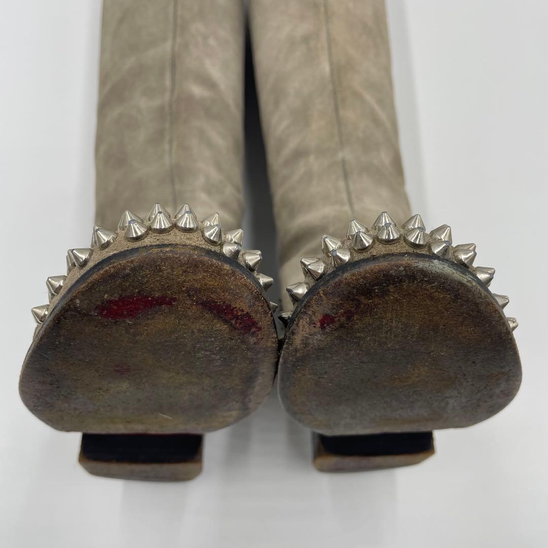 クリスチャンルブタン　スウェード　スパイク　ロングブーツ　24.5cm