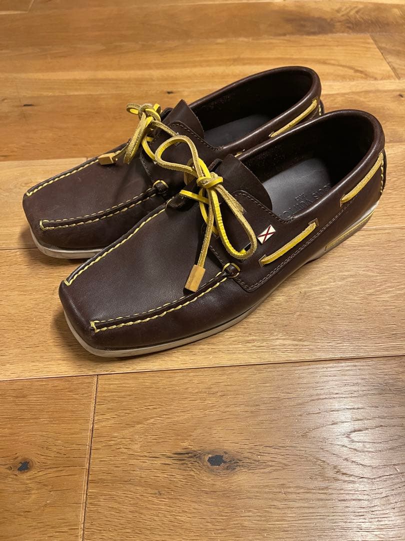 48.1014syルイヴィトン カップ レザー デッキシューズ 革靴 Louis Vuitton MT0186 / ヴィトン 牛革 ウイングチップ デニム レザー