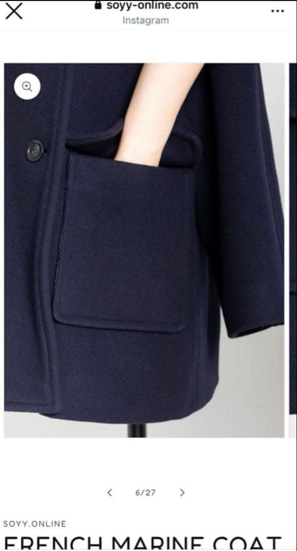 soyyフレンチマリンコート ネイビー - メルカリ