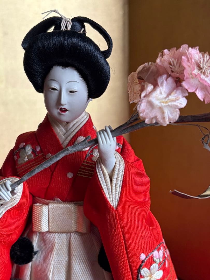 桜持ち稚児人形 京都 丸平 橋本幸三郎製 昭和初期　　　　　雛人形 雛かざり 桜持ち稚児人形 京都 丸平 橋本幸三郎製 昭和初期 雛人形 雛かざり
