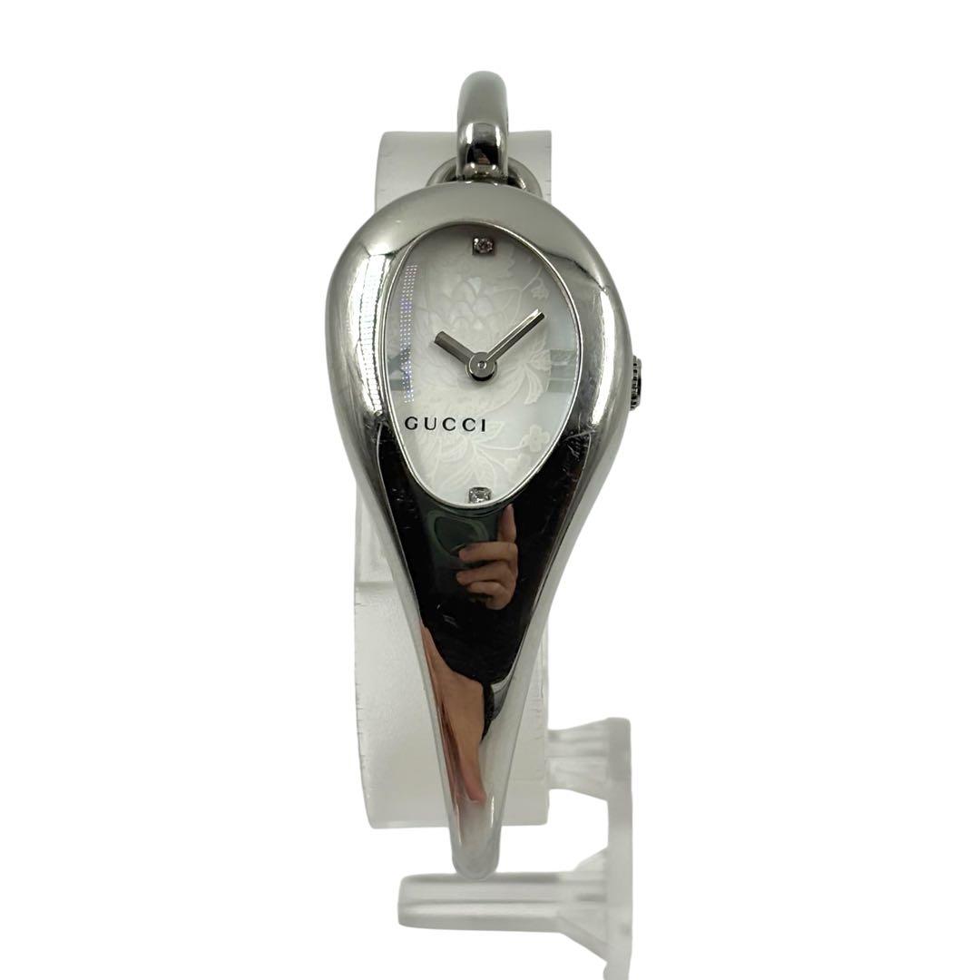 レア グッチ 103 腕時計 バングルウォッチ ダイヤ 2P フローラ