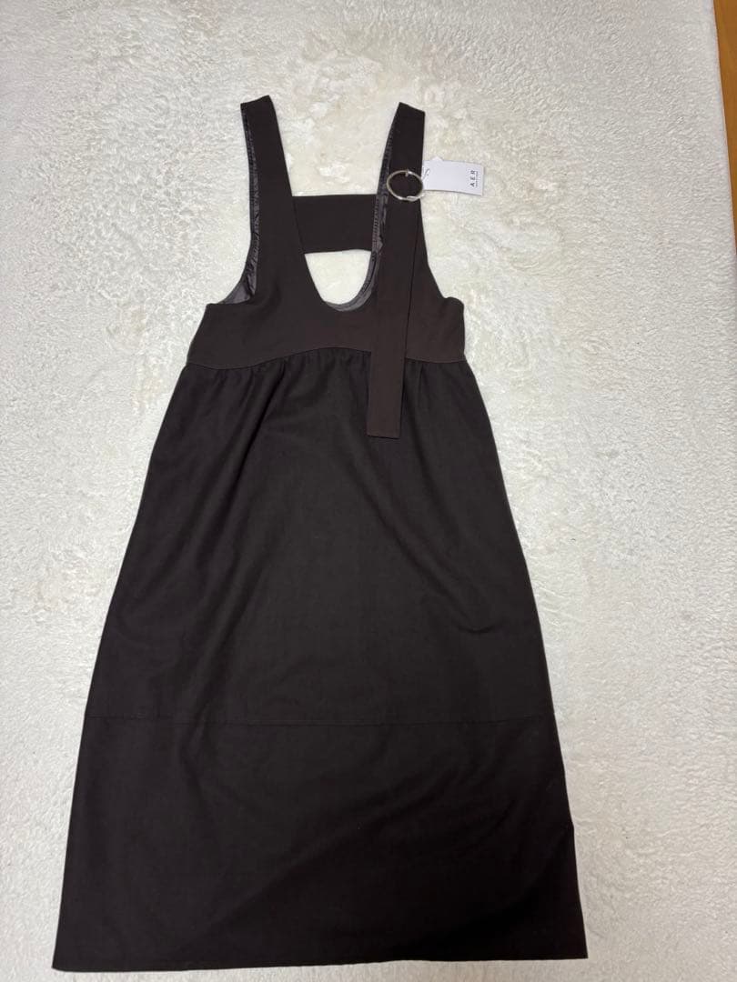 アダムエロペ ディープネックAラインワンピース ダークブラウン 38