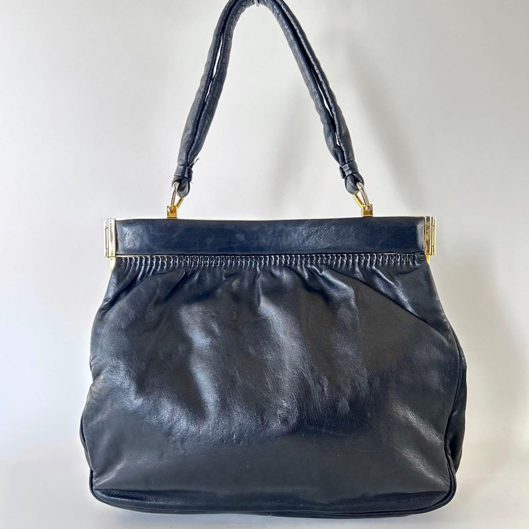 濱野皮革工藝 サンピエトロ 本革 天然石 がま口 ハンドバッグ ハマノ