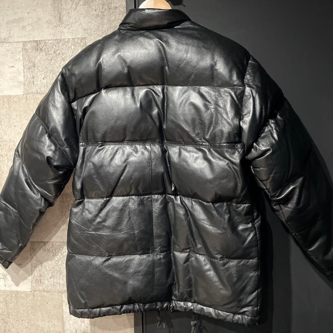90s FREEDOM レザーダウンジャケット ブラック TALONジップ 牛革