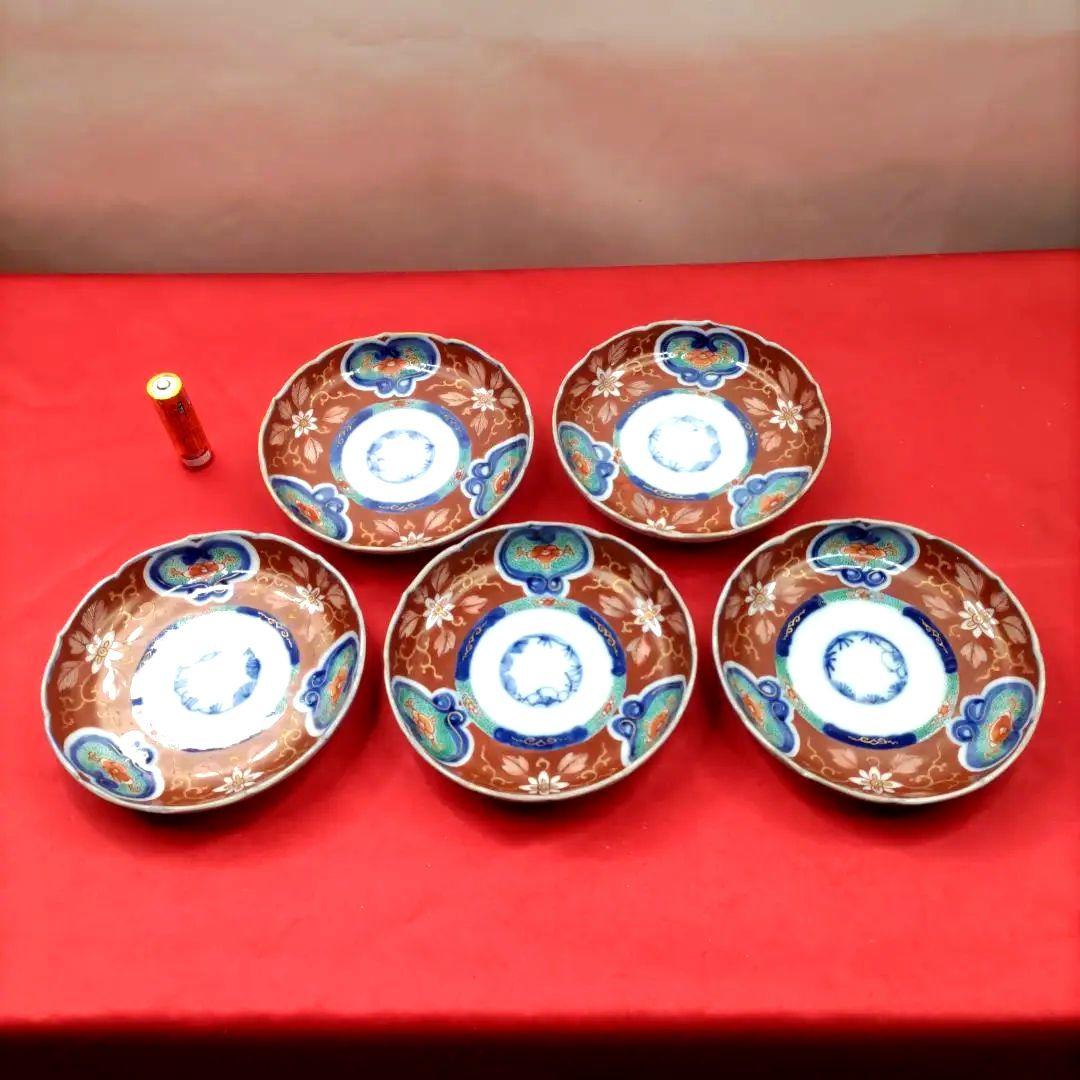 有田焼 伊万里焼 古伊万里 金彩 色絵 豆皿 小皿 4寸皿5客セット ②