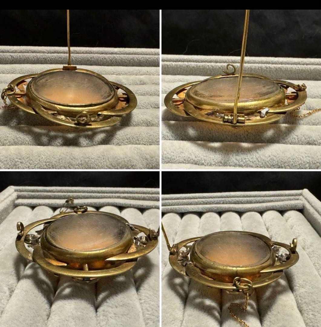 アンティークピンチペック枠金色神話柄バッカスブローチ