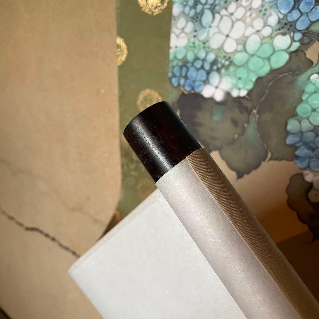 掛軸 酒井抱一「紫陽花に蜻蛉」六月 十二ヶ月花鳥図 印刷 箱付 25.4.6