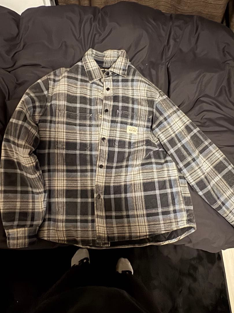 Stussy チェック柄 フランネルジャケット M STUSSY（ステューシー） チェック柄ウールジャケット 90'S 紺タグ M