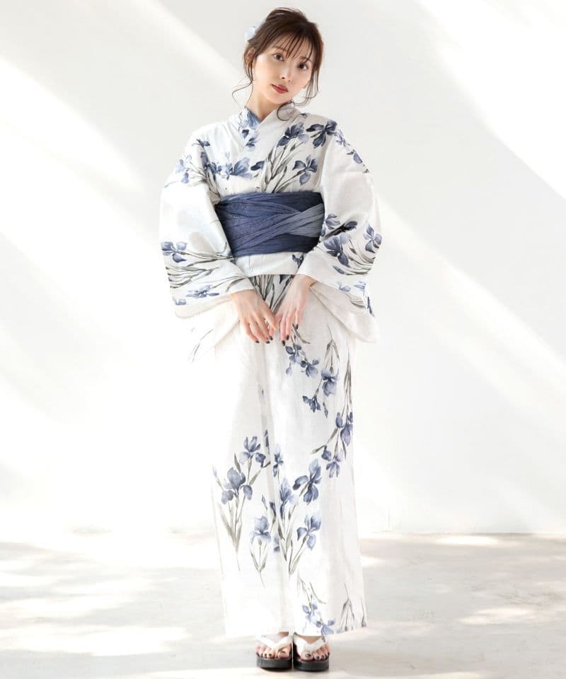 ディータ】Dita【京の水墨画水仙】浴衣 帯 下駄セット 青 ブルー 花火大会