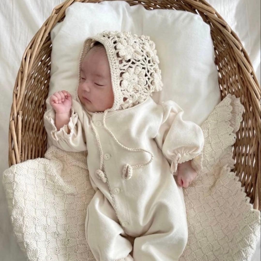 monbebe ロンパース 退院着 ボンネット - メルカリ