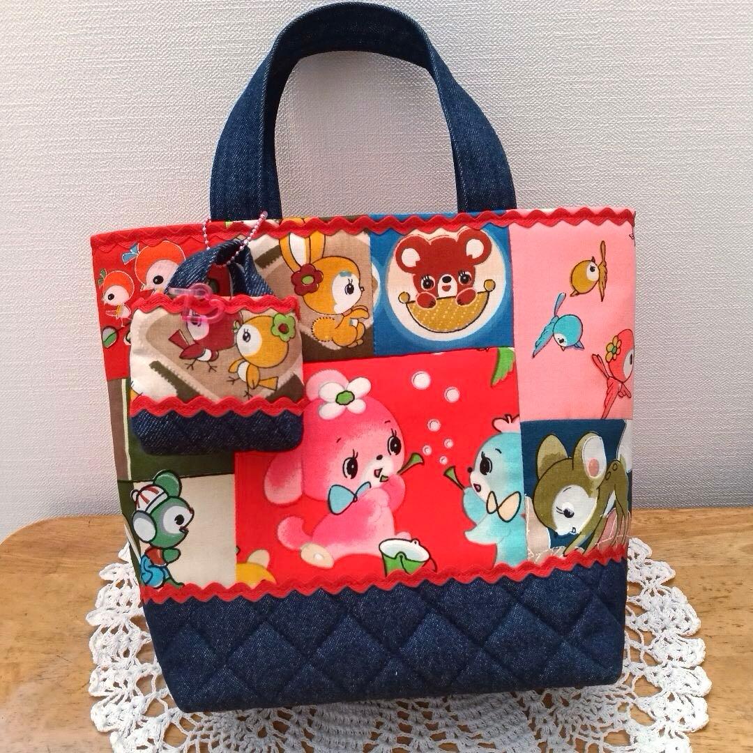 く*ま様 古布昭和レトロ トートバッグ ハンドメイド パッチワーク