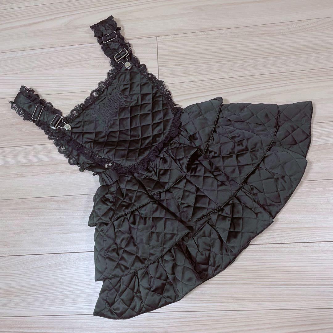 送料無料 美品 dimmoire キルティングサロペット ジャンバースカート