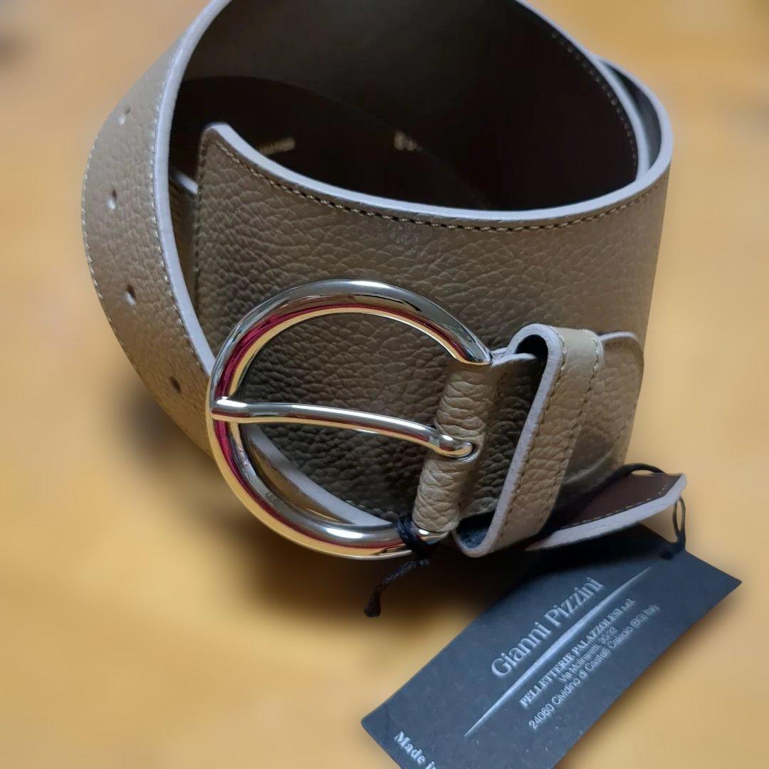 ダーマ　ジャンニピジーニ　レザーワイドベルト グレージュ　80 ダーマ ジャンニピジーニ レザーワイドベルト グレージュ 80