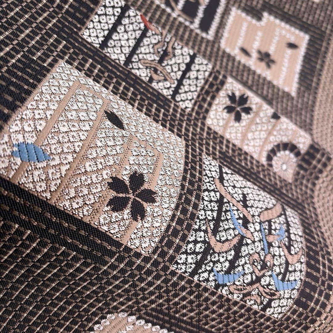 証紙あり　正絹　リバーシブル　本場筑前博多織《源氏香　歌舞伎隈取》