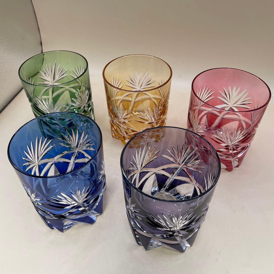 カガミクリスタル 江戸切子 サンクラール ロックグラス 5色セット
