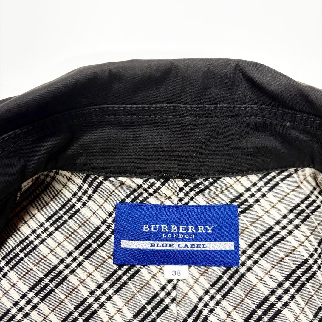 バーバリー ブルーレーベル ショートトレンチコート 銀ボタン チェック