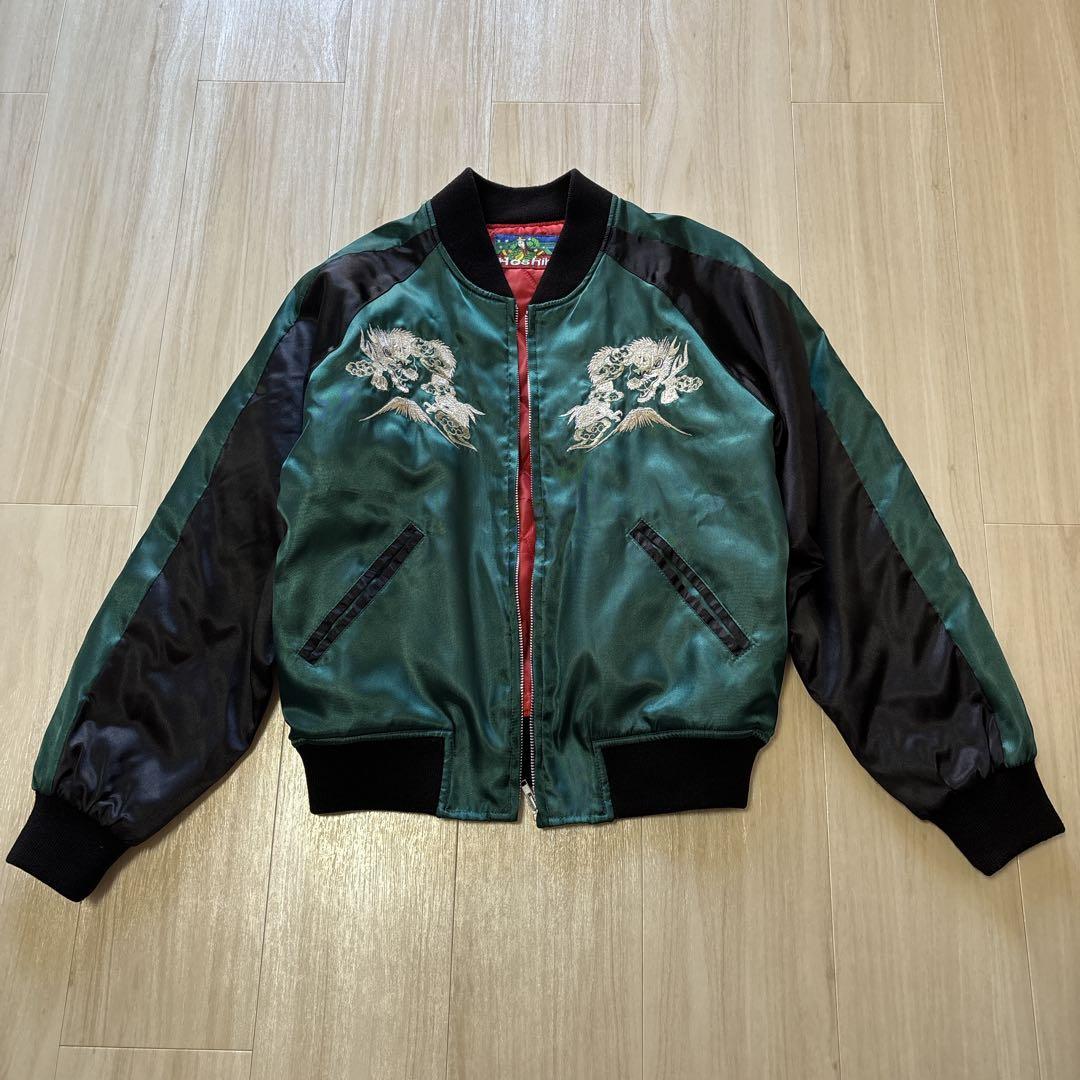 Hoshihime スカジャン 緑×黒 松井玲奈 S 龍 富士山 刺繍 サテン - メルカリ