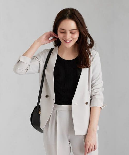 レックスツイル ノーラペルジャケット テーパードパンツ セットアップ