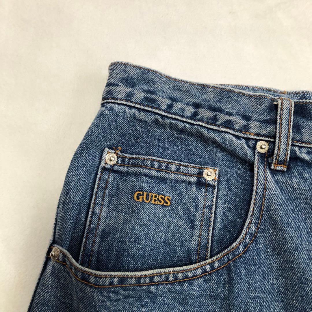 90s GUESS USA ゲス ワイドバギー デニムショーツ - メルカリ