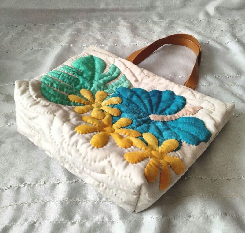 ☆ 274.ハワイアンキルト・バッグ・ハイビスカス＆ティアレ