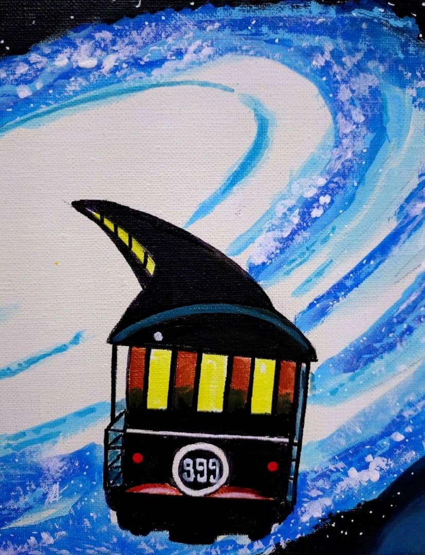 F6号】松本零士【銀河鉄道999】手描き作品/表裏サイン/油彩/アクリル