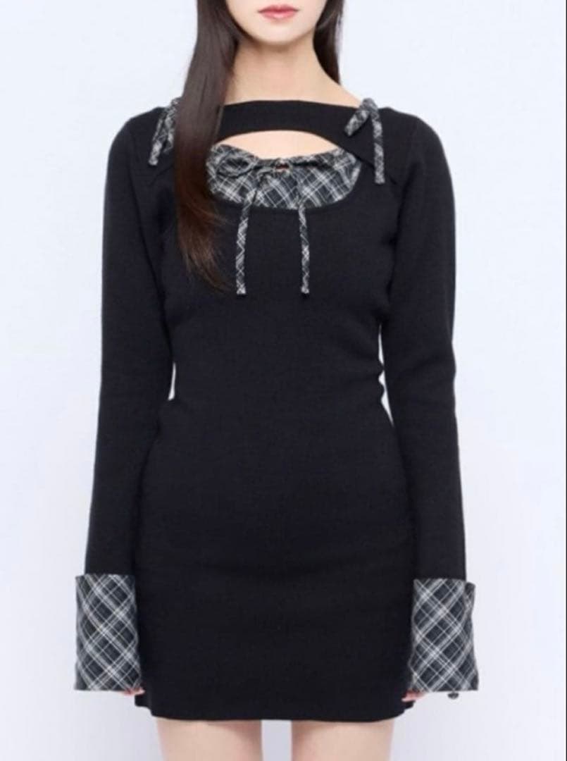 bubbles オープンリボンチェックワンピース M BUBBLES】オープンリボンチェックワンピース | sparkling mall online