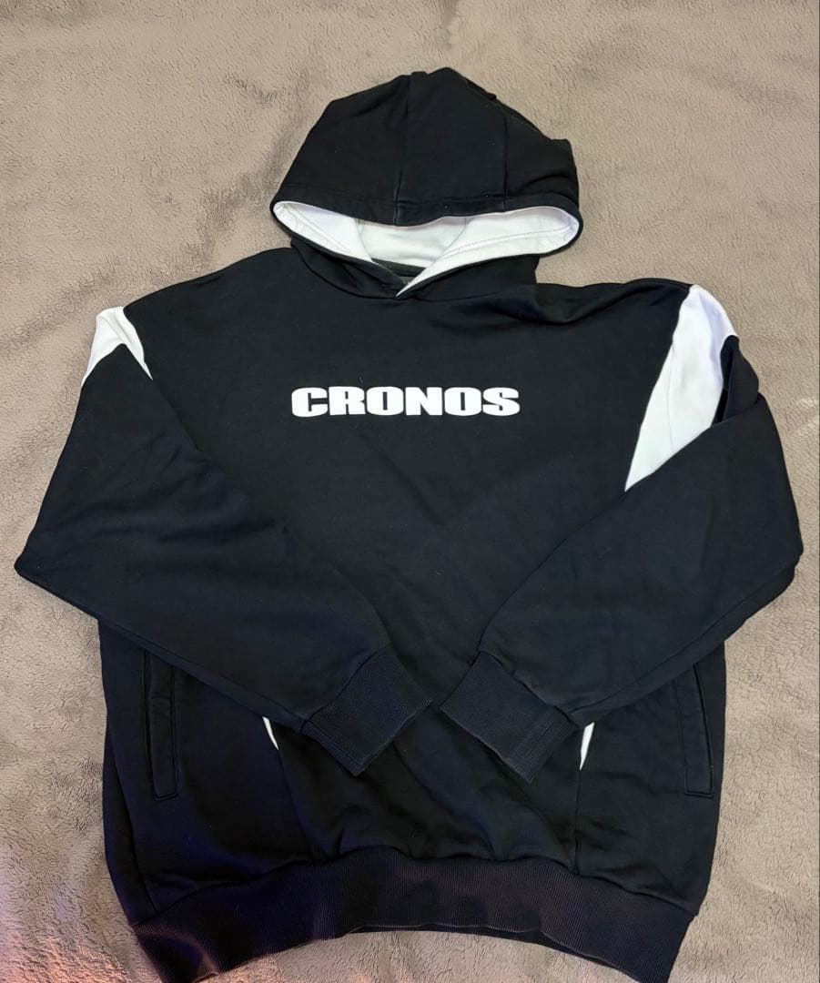 CRONOS フード付きパーカー M 黒/白 CRONOS クロノス フード付きパーカー M ブラック/ホワイト - メルカリ