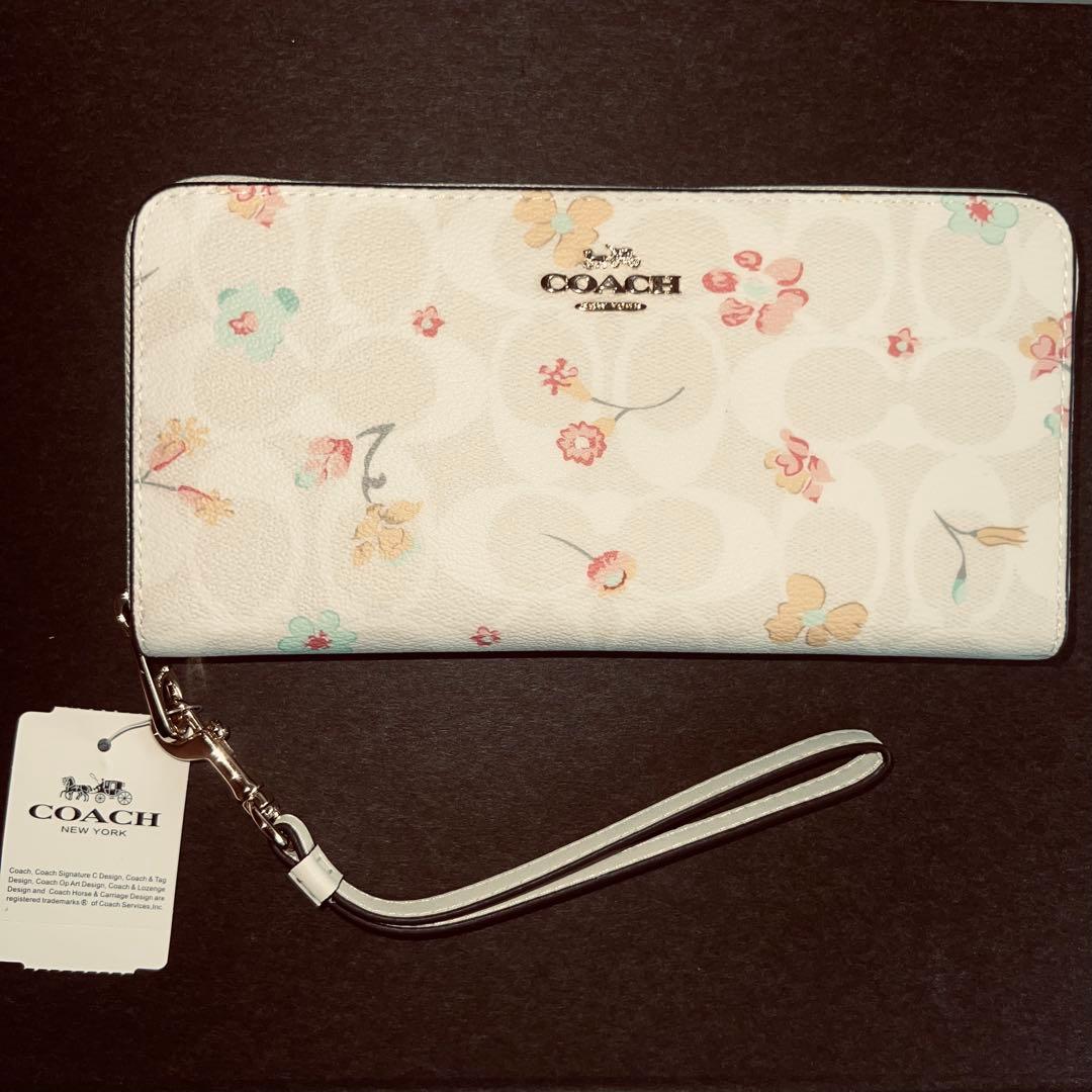 新品未使用】COACH コーチ長財布 C8695 SV/WE 白 ホワイト花柄 - メルカリ