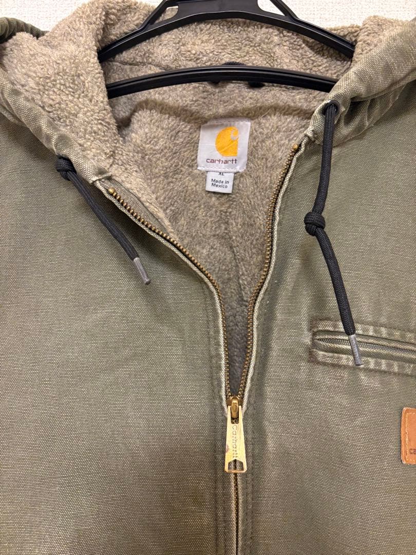 希少最高カラー】カーハート レザーロゴ 裏ボアダックジャケット XL