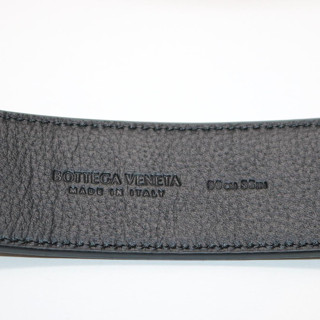 未使用級】ボッテガヴェネタ レザー シボ革 Dリング ベルト 黒 ダブル