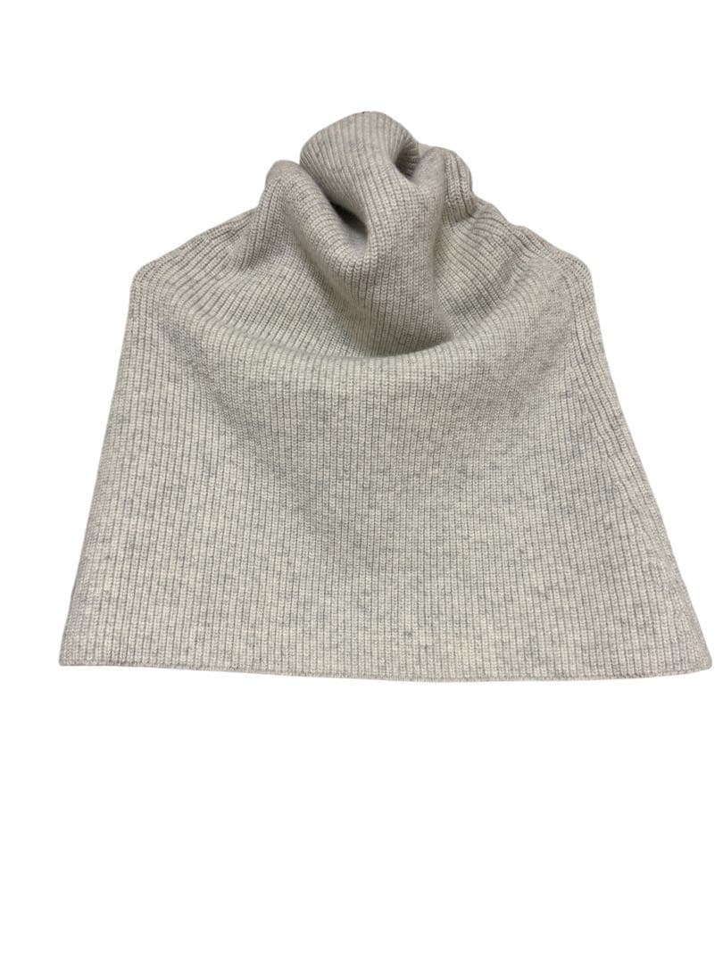 美品 APstudio カシミヤ混 リブニットケープネック ウォーマー ホワイト