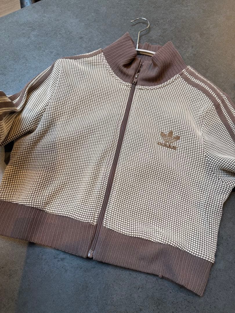 adidas クロップ トラック トップジャージワッフルニット Lサイズ