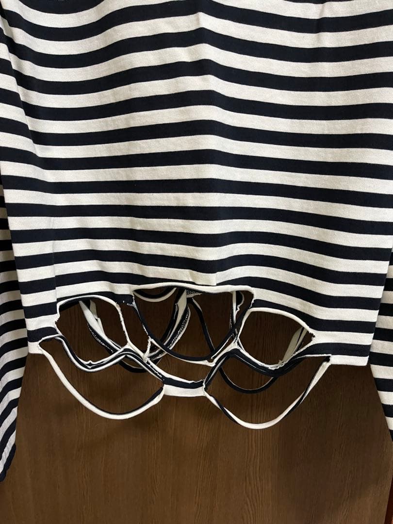 GRANCY】総柄ラインストーングラフィックロンT ボーダー Lサイズ