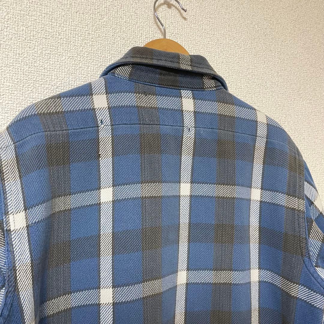 50s 60s Vintage マチ付き ネルシャツ マチネル 青 裏ボーダー - メルカリ