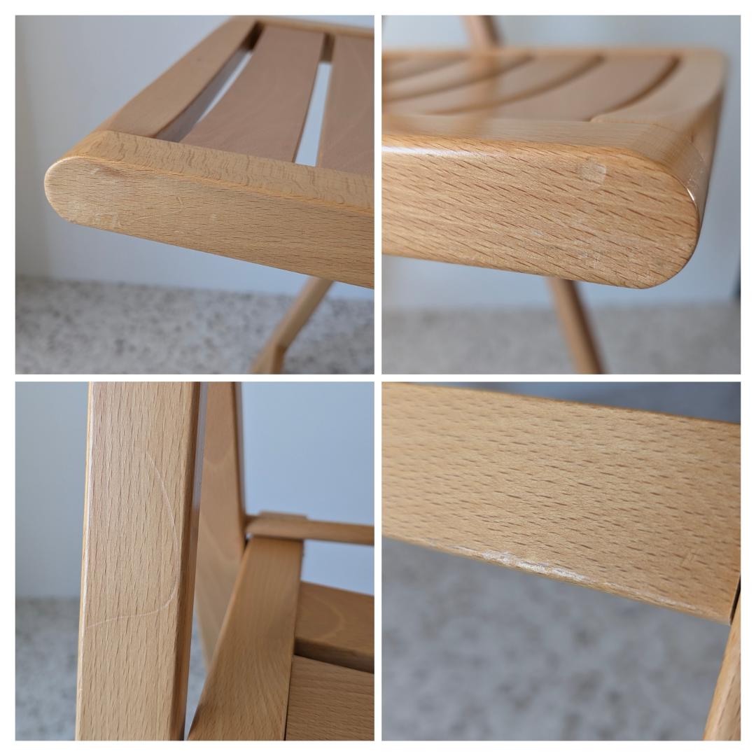 90s ビンテージ 無印 イタリア製 ブナ材 折りたたみチェア 2脚セット