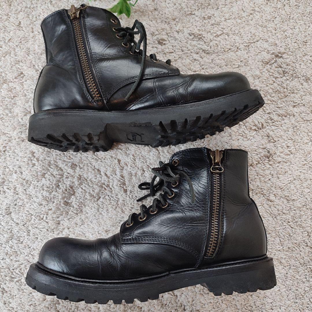 美品BUTTERO(ブッテロ) サイドジップワークブーツ ブラック26cm 40