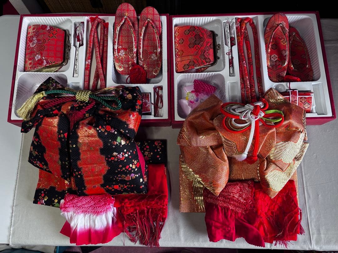 四つ身女の子着物•小物12点 ×2セット双子の姉妹様やご姉妹におすすめ‼️計24点