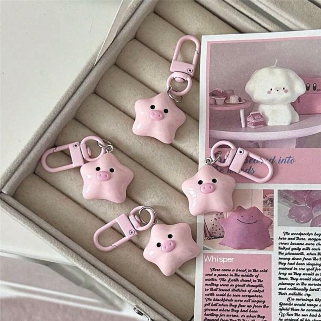 豚さんチャーム 2点 キーホルダー バッグチャーム ペアキーホルダー 星