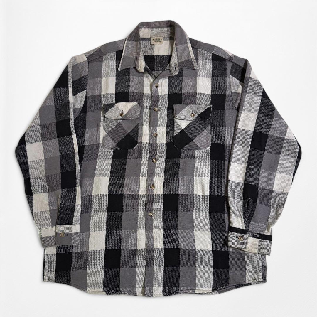 90s FIVE BROTHER 白黒 好配色 ブロックチェック ネルシャツ - メルカリ