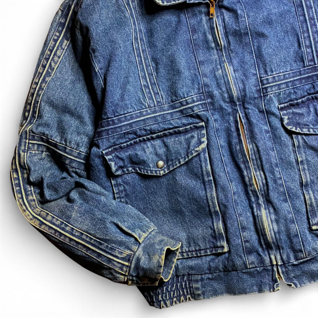 90s デニムジャケット ジップアップ 短丈 ワークジャケット フェード
