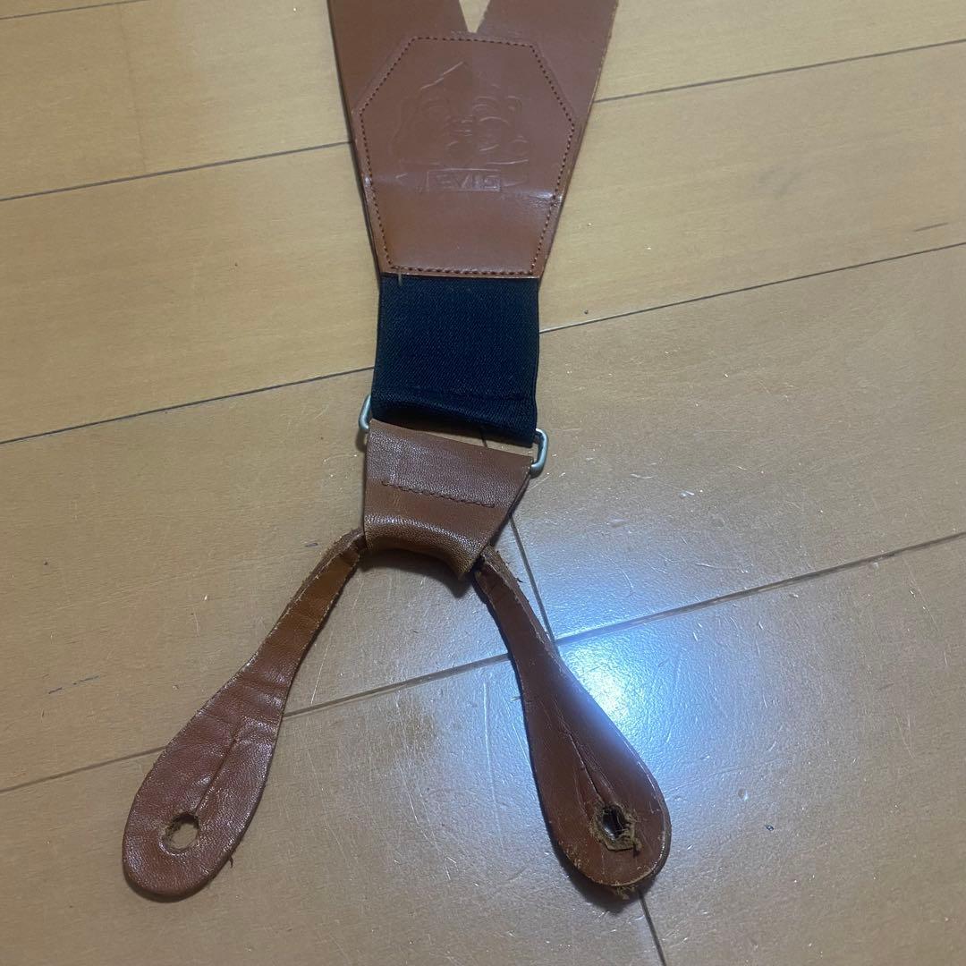 レア商品！EVISU レザーサスペンダーブラウン オールドエヴィス デニム