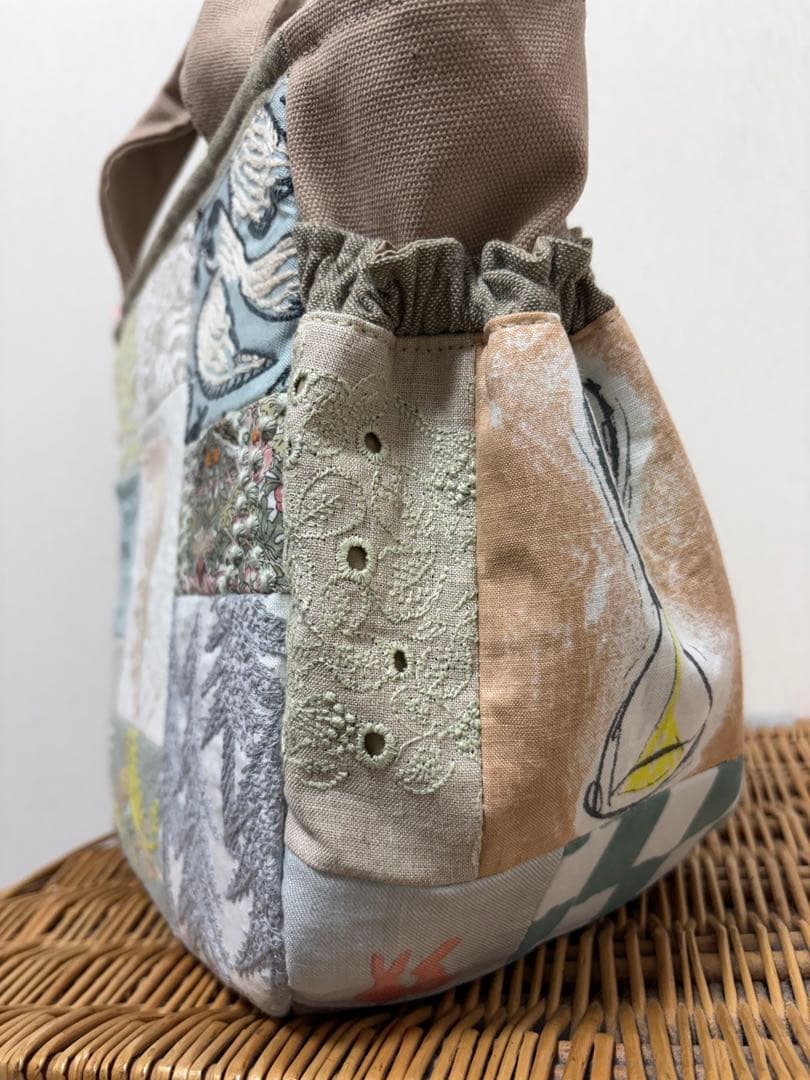 ミナペルホネン＊パッチギャザポケファスナートートL✂️ハンドメイド