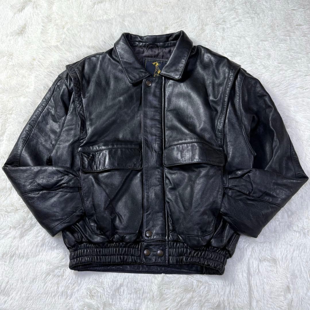 美品】90s A-2 ブラックレザー フライトジャケット L 羊革 短丈 - メルカリ
