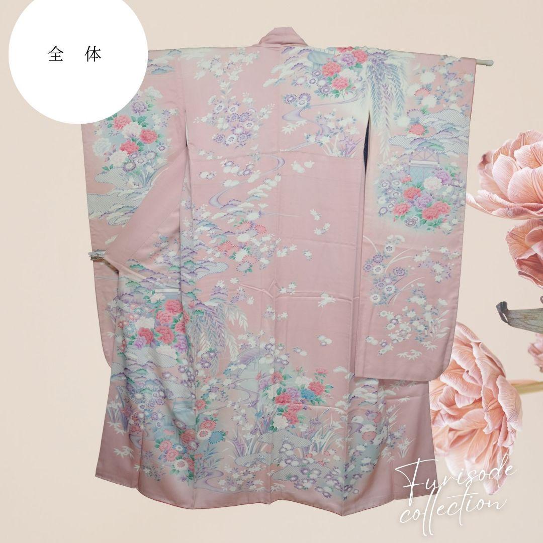 訳アリSALE 振袖フルセット ベビーピンク 牡丹柄 大人可愛いコーデ