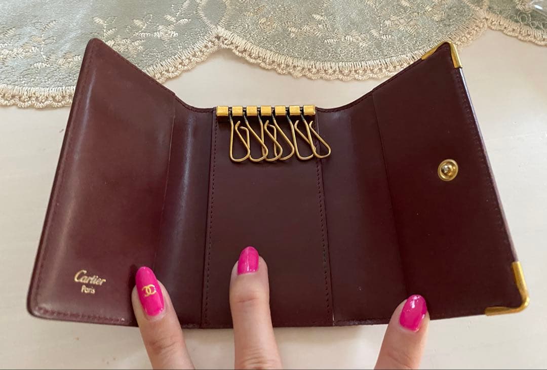 カルティエ 6連 キーケース 付属品完品 ボルドー ワインレッド レザー