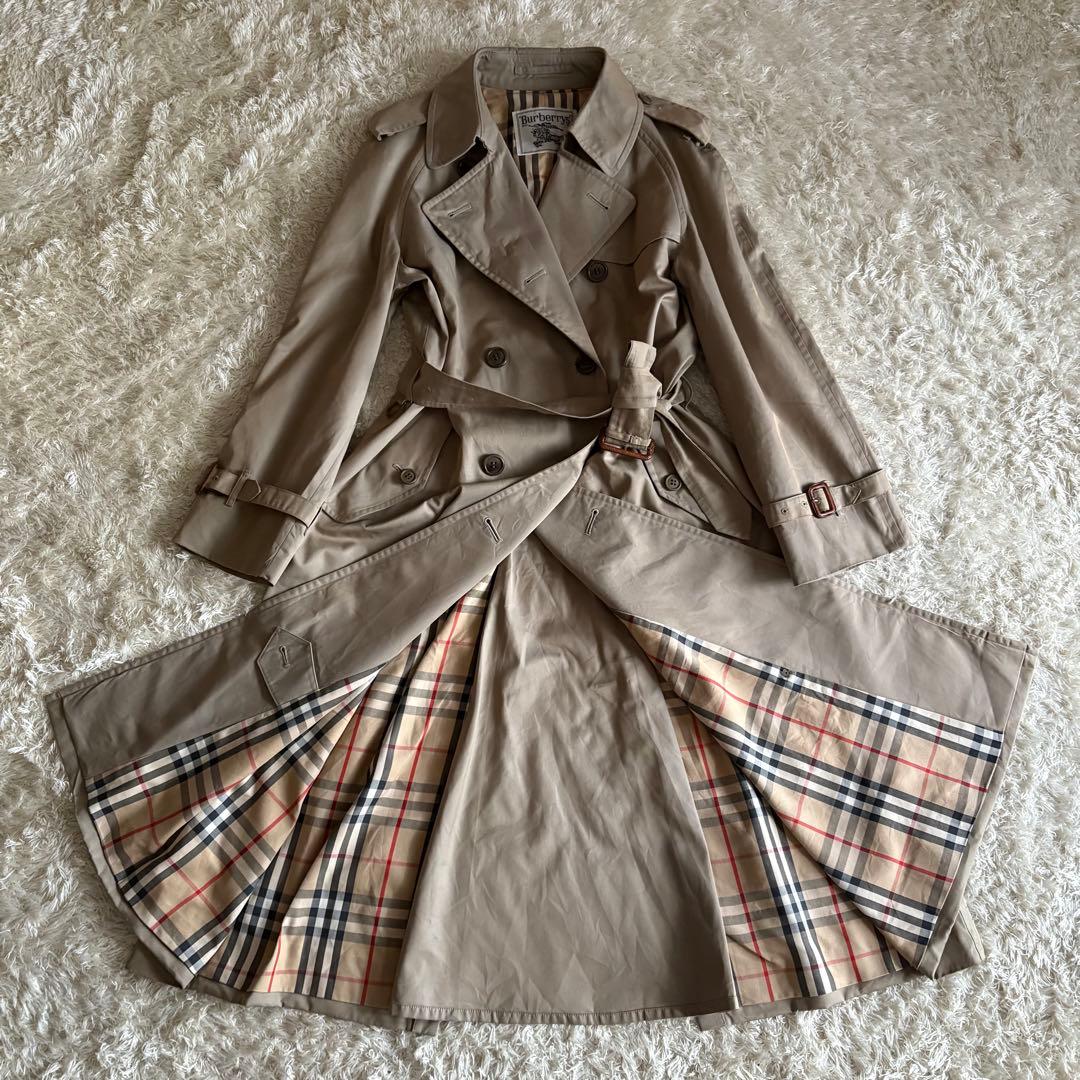 バーバリー トレンチコート ノバチェック 白タグ レディース L 11AB