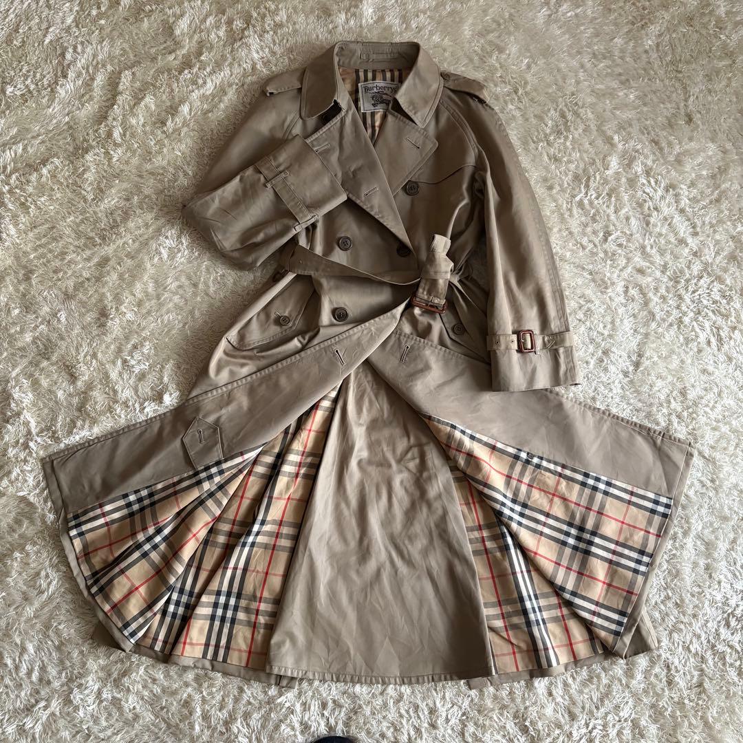 バーバリー トレンチコート ノバチェック 白タグ レディース L 11AB